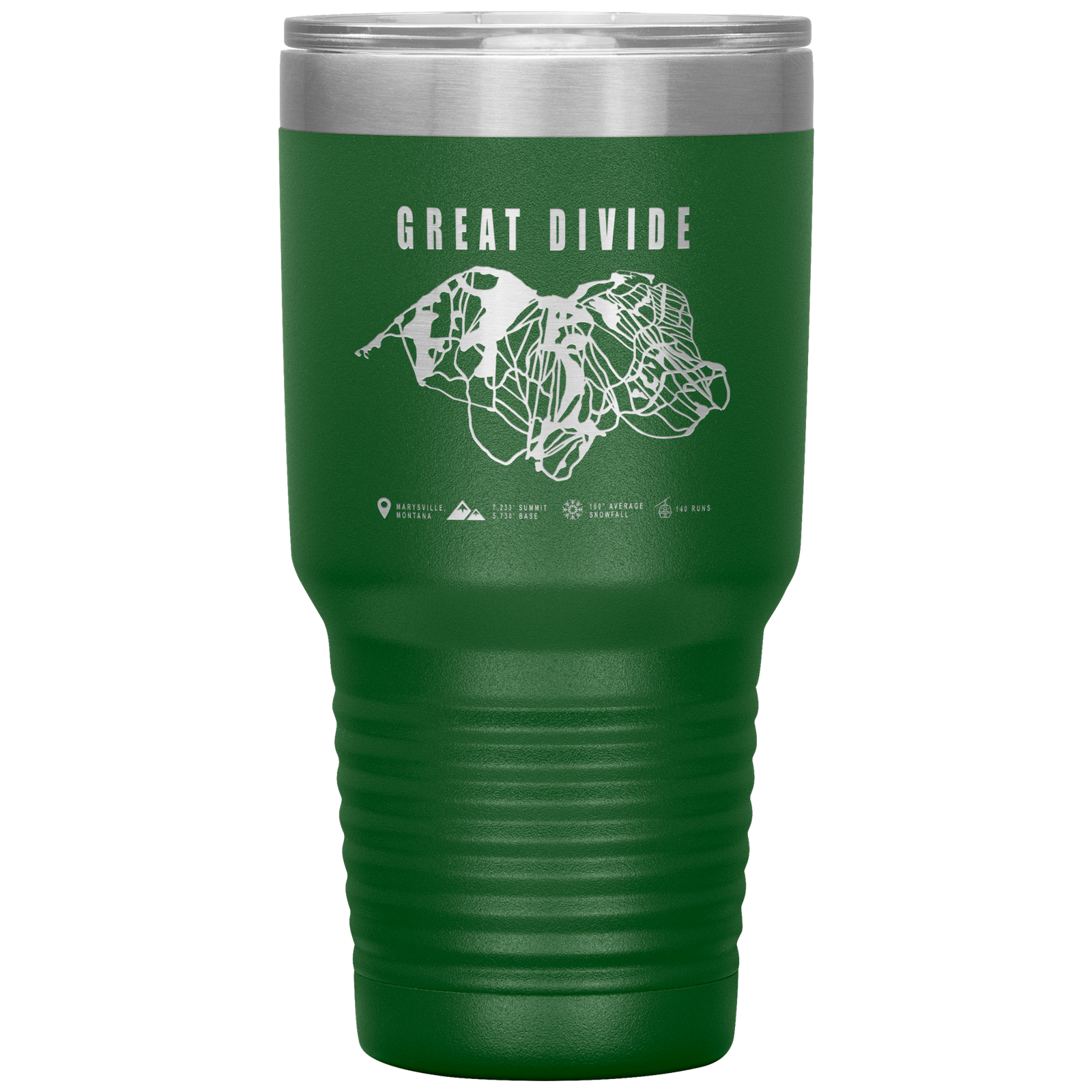 Great Divide Montana Ski Trail Map 30oz Tumbler - Powderaddicts