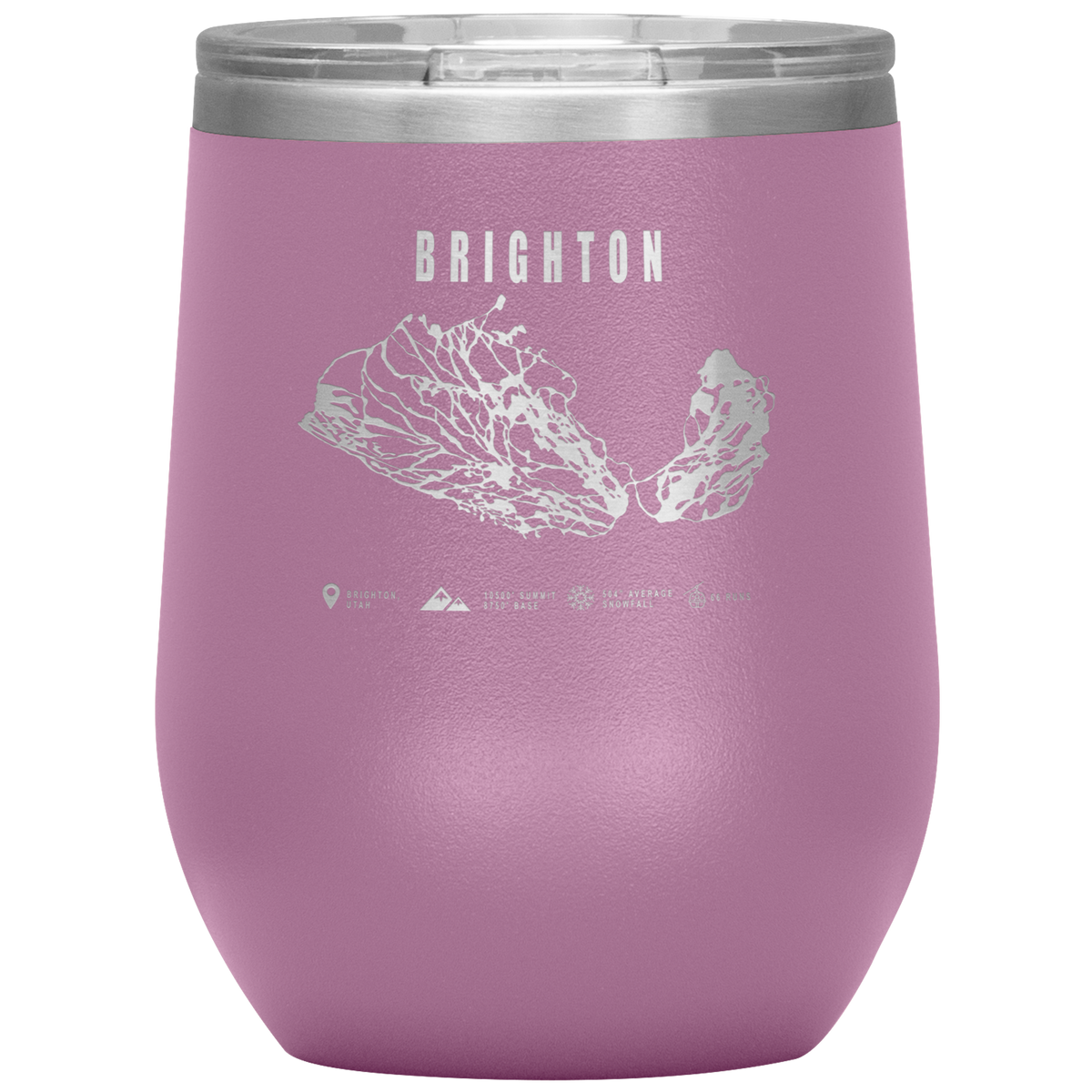 Brighton,Utah Ski Trail Map Wine 12oz Tumbler - Powderaddicts