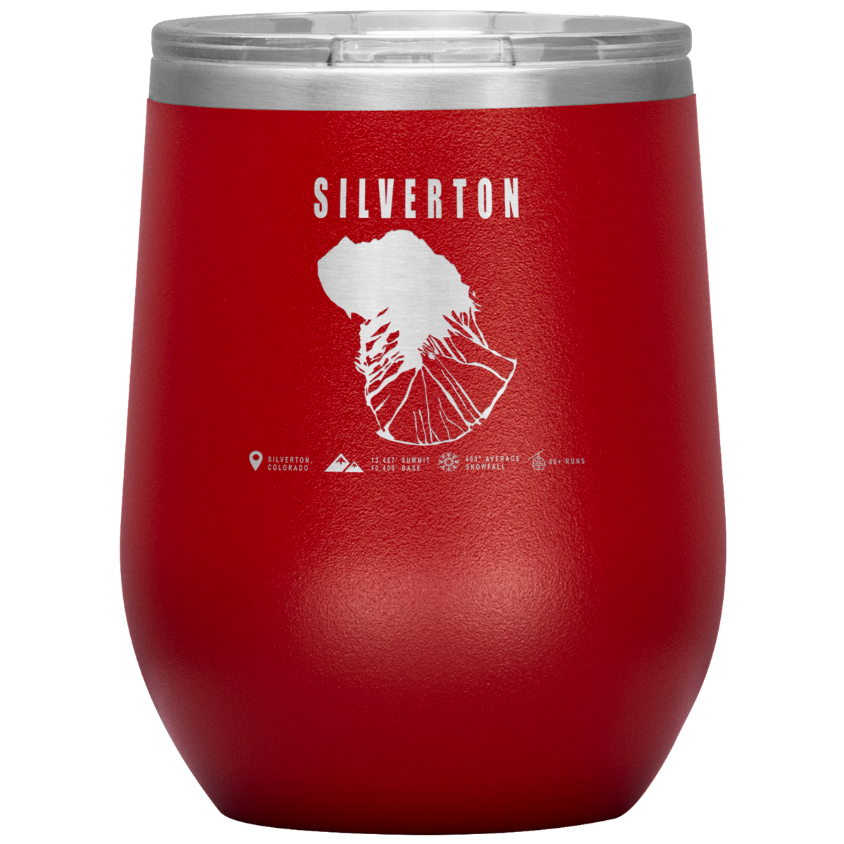 Silverton Colorado Ski Trail Map Wine 12oz Tumbler - Powderaddicts