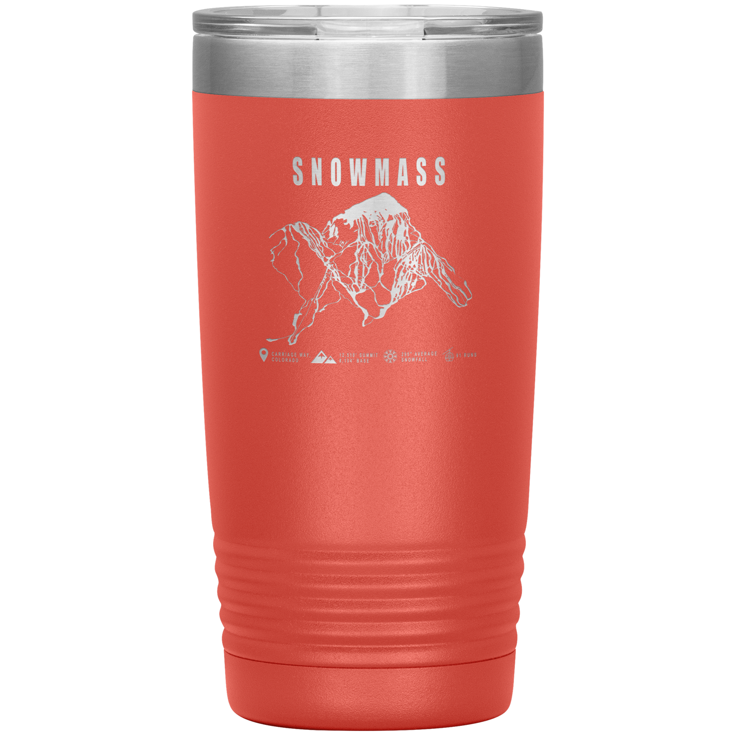 Snowmass Colorado Ski Trail Map 20oz Tumbler - Powderaddicts