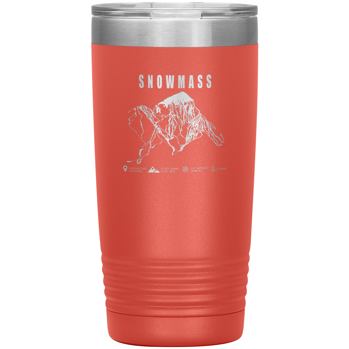 Snowmass Colorado Ski Trail Map 20oz Tumbler - Powderaddicts