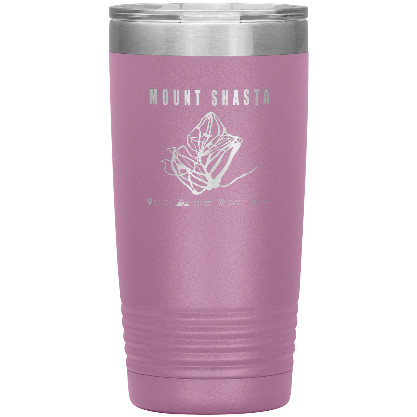 Mount Shasta, California Ski Trail Map 20oz Tumbler - Powderaddicts