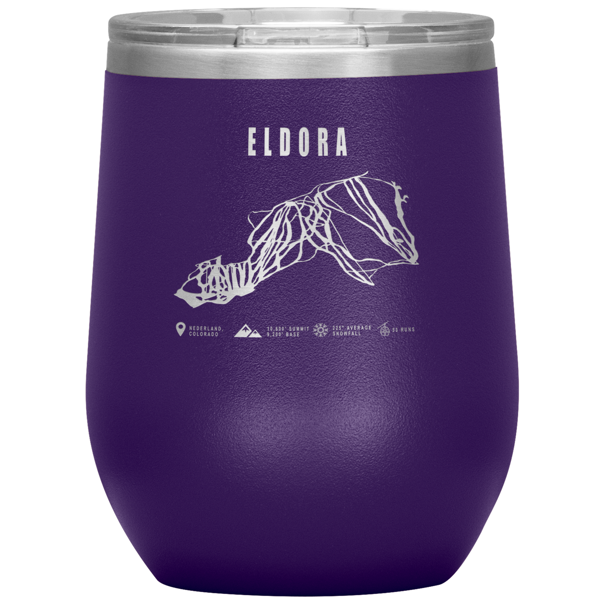 Eldora Colorado Ski Trail Map Wine 12oz Tumbler - Powderaddicts