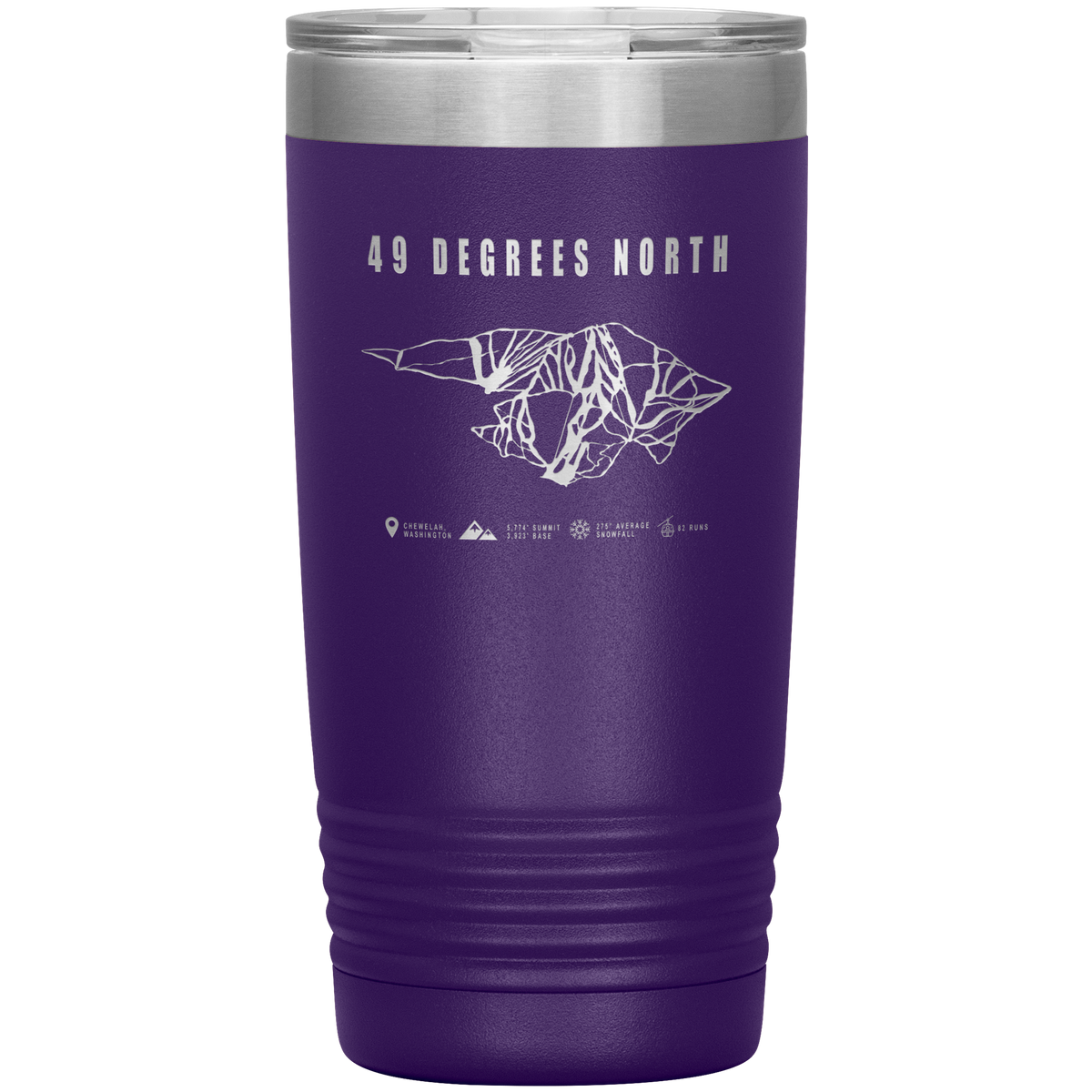 49 Degrees North, Washington Ski Trail Map 20oz Tumbler - Powderaddicts
