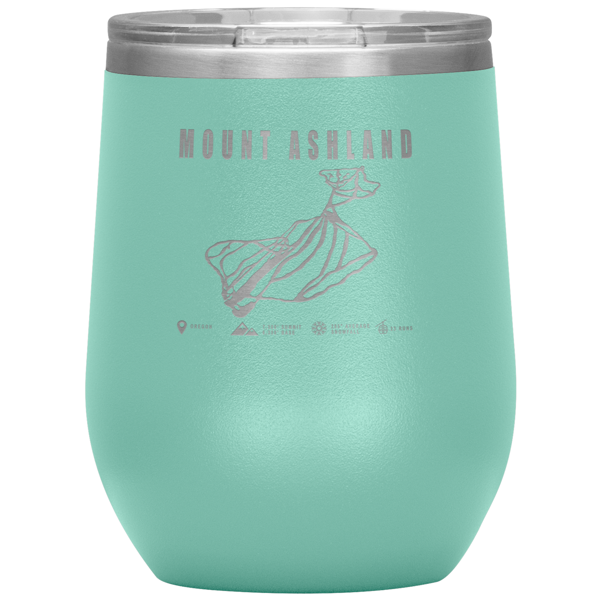 Mount Ashland, Oregon Ski Trail Map Wine 12oz Tumbler - Powderaddicts