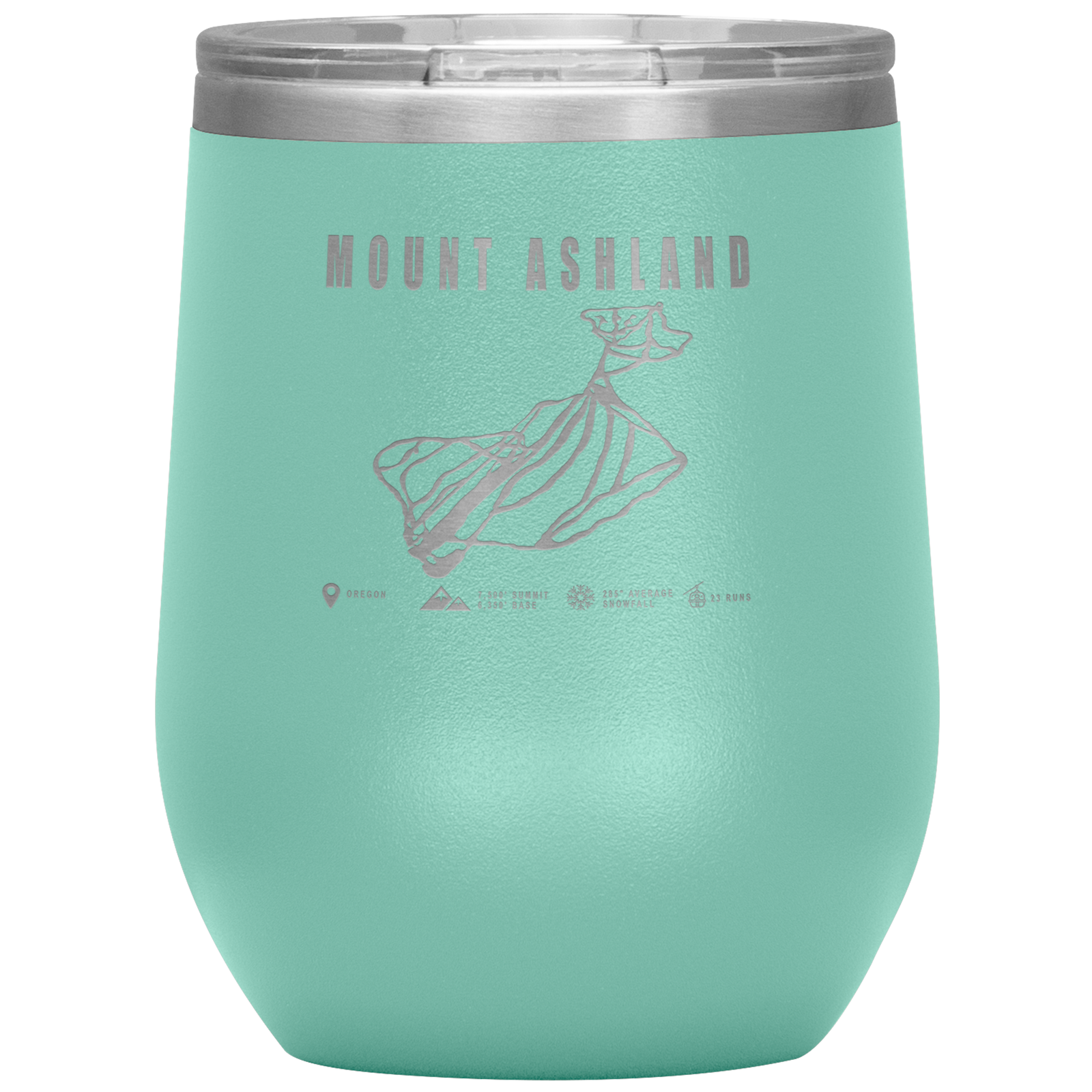 Mount Ashland, Oregon Ski Trail Map Wine 12oz Tumbler - Powderaddicts