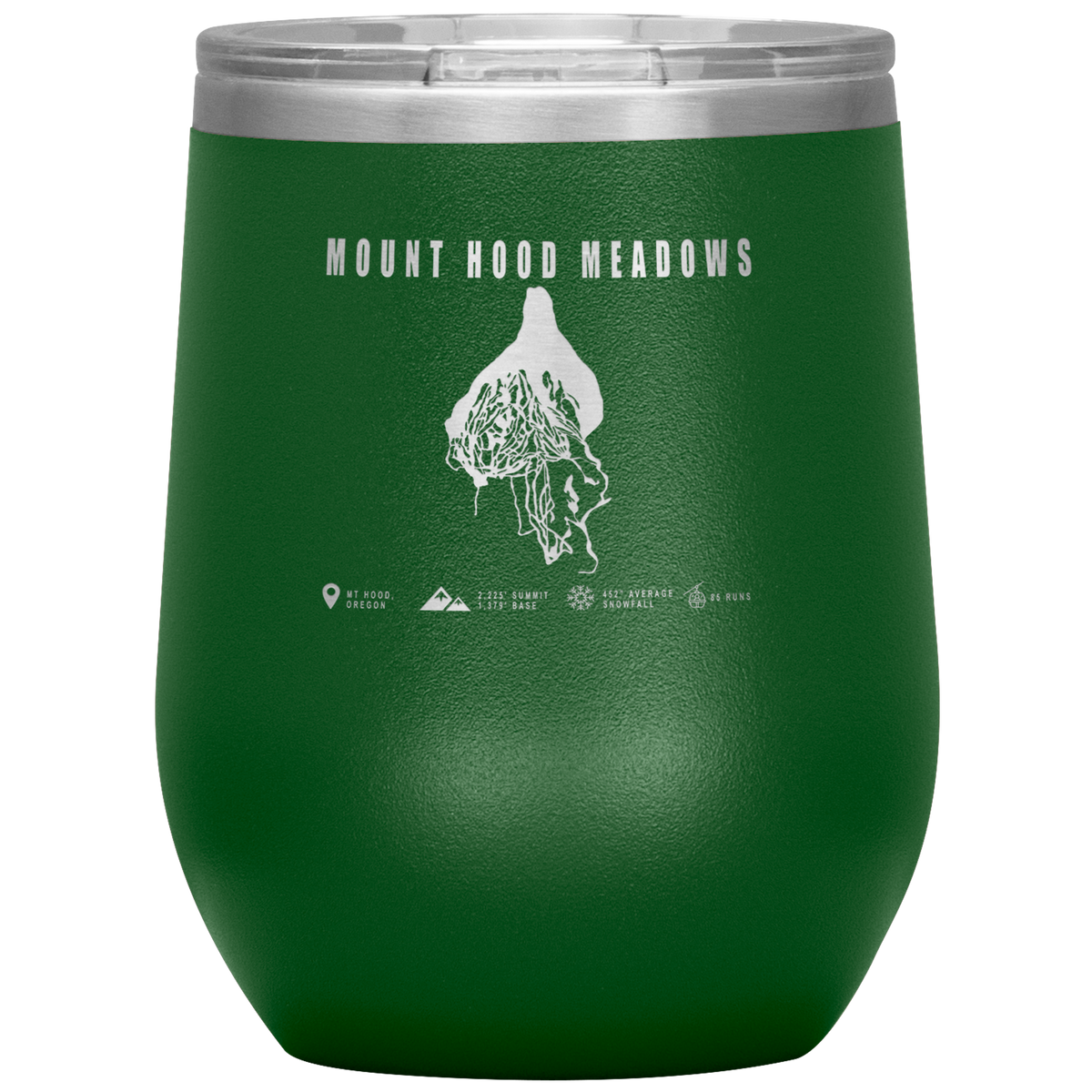 Mount Hood Meadows, Oregon Ski Trail Map Wine 12oz Tumbler - Powderaddicts