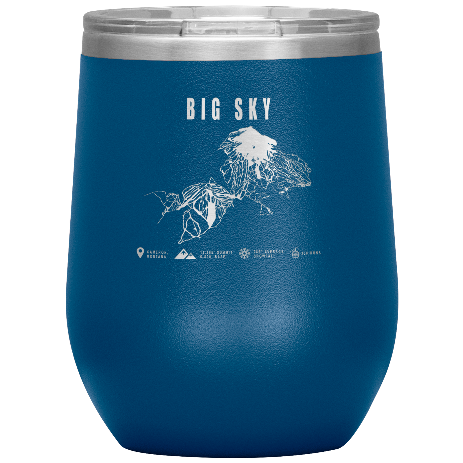 Big Sky Montana Ski Trail Map Wine 12oz Tumbler - Powderaddicts