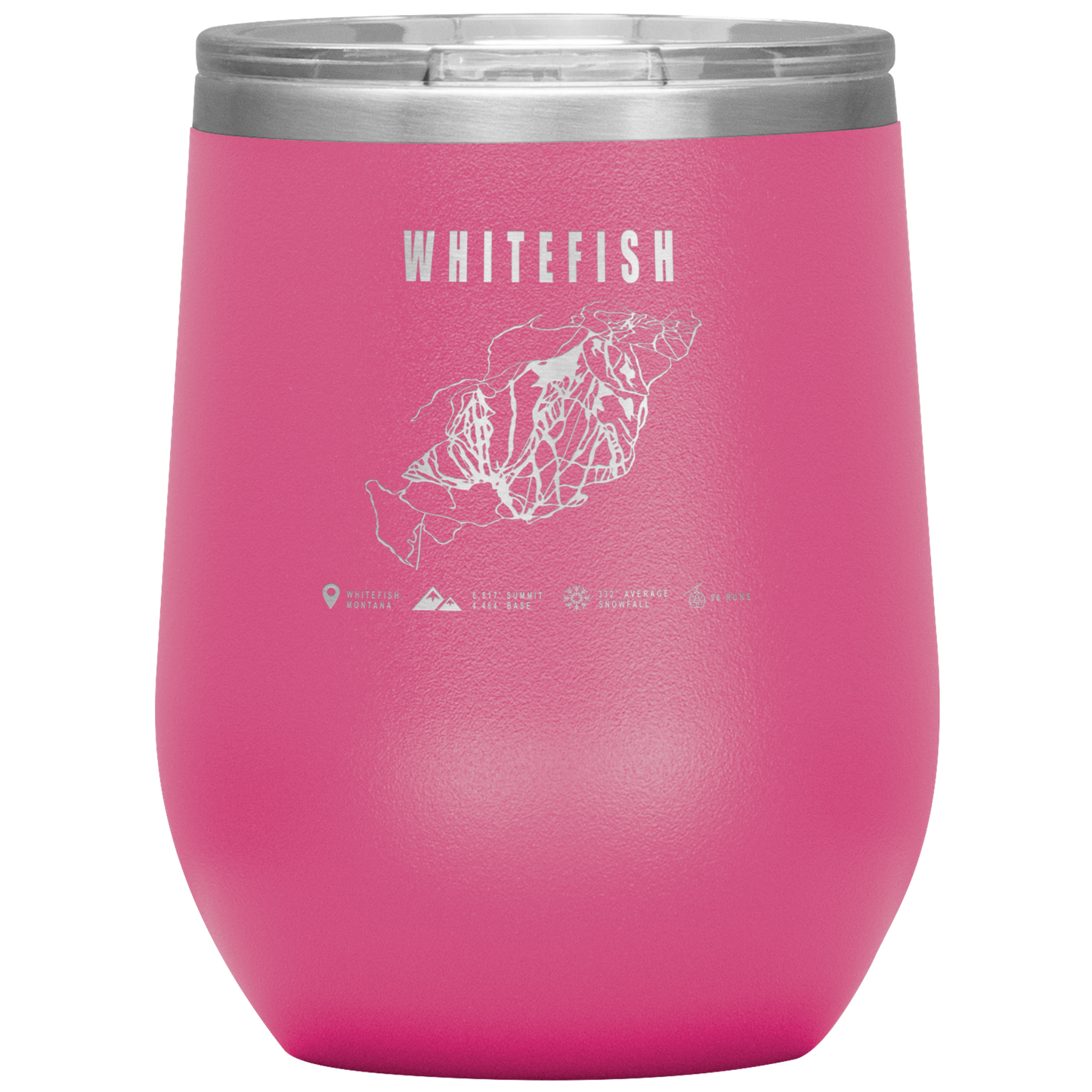 Whitefish Montana Ski Trail Map Wine 12oz Tumbler - Powderaddicts