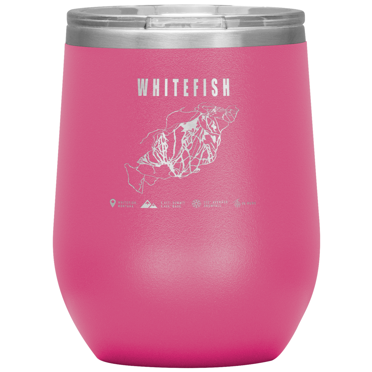 Whitefish Montana Ski Trail Map Wine 12oz Tumbler - Powderaddicts