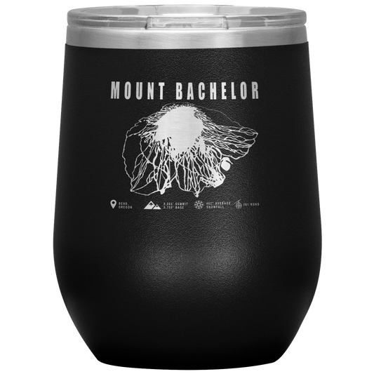 Mount Bachelor, Oregon Ski Trail Map Wine 12oz Tumbler - Powderaddicts