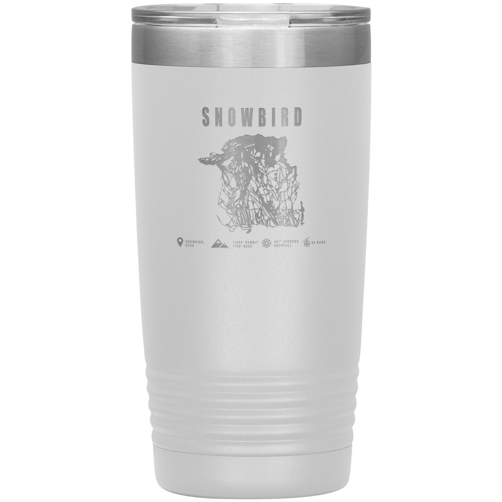 Snowbird,Utah Ski Trail Map 20oz Tumbler - Powderaddicts