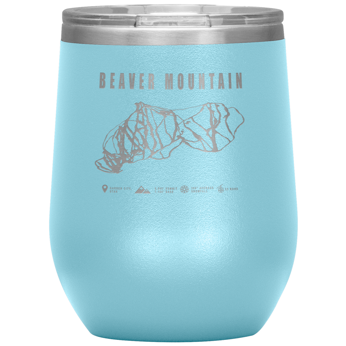 Beaver Mountain,Utah Ski Trail Map Wine 12oz Tumbler - Powderaddicts