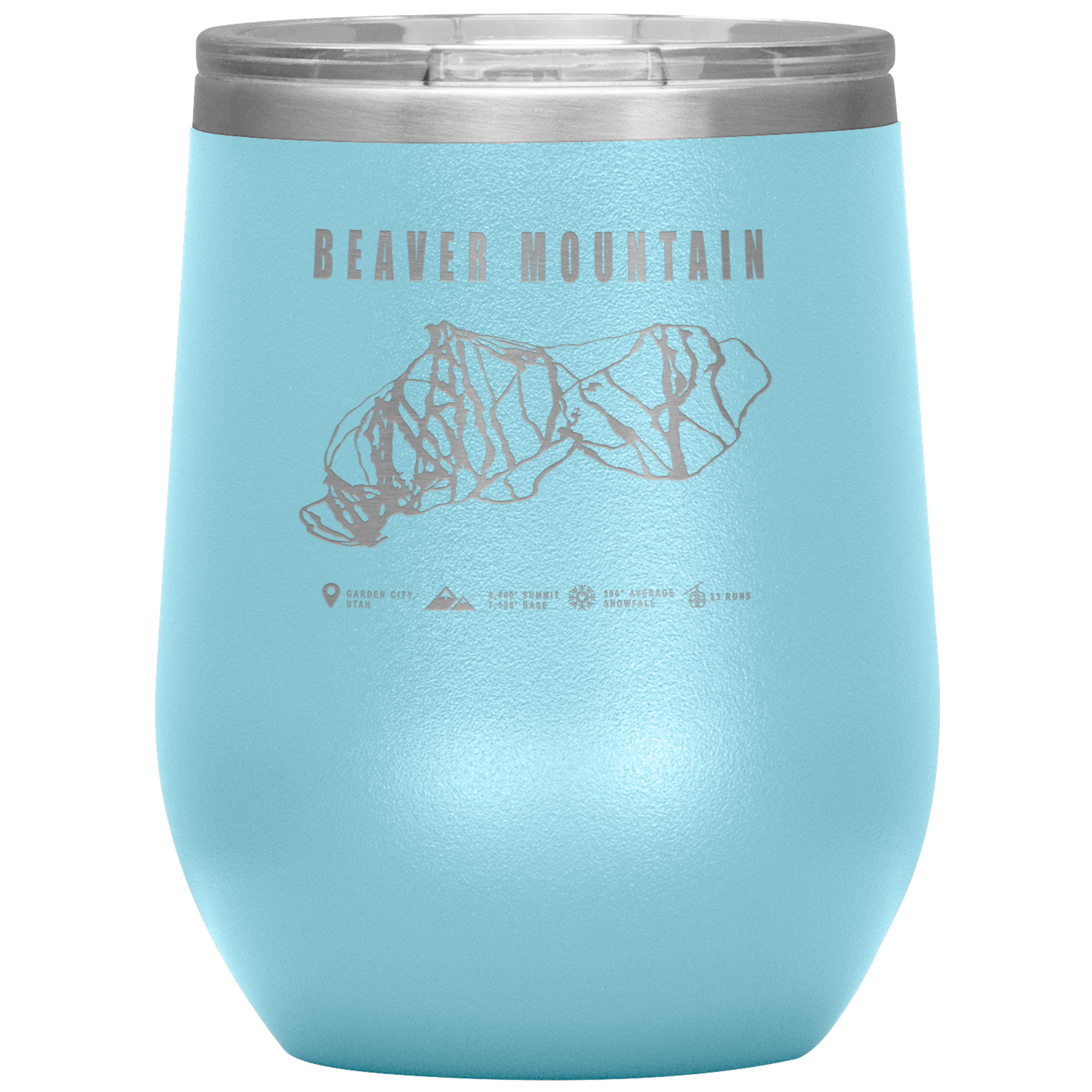 Beaver Mountain,Utah Ski Trail Map Wine 12oz Tumbler - Powderaddicts