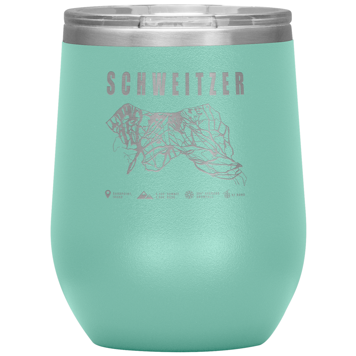 Schweitzer Idaho Ski Trail Map Wine 12oz Tumbler - Powderaddicts