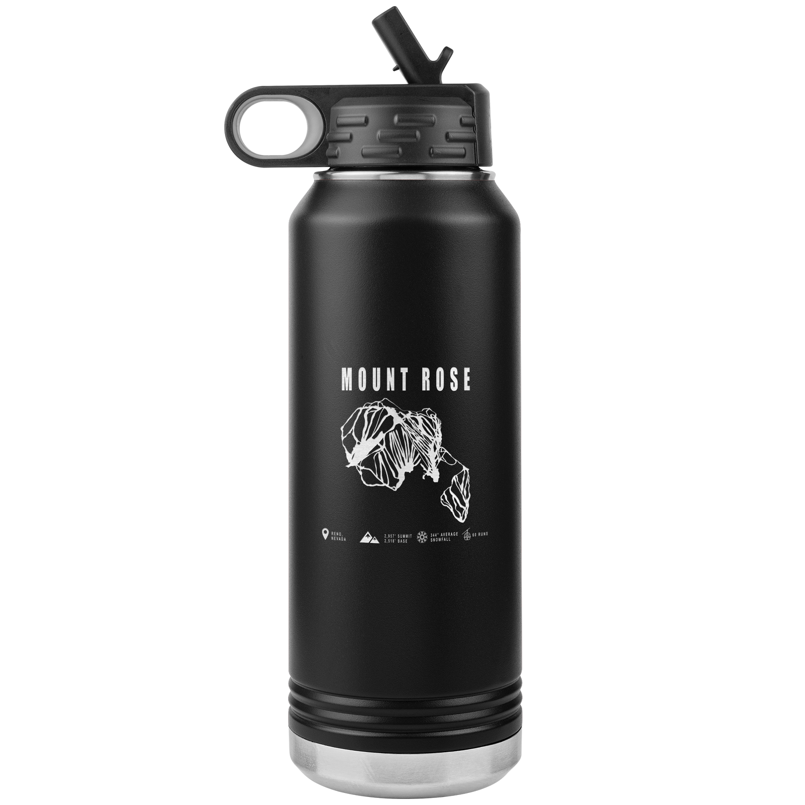Mount Rose, Nevada Ski Trail Map 32oz Water Bottle Tumbler - Powderaddicts