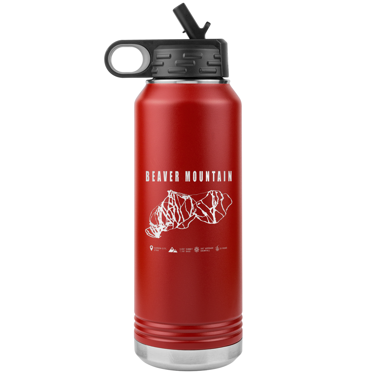 Beaver Mountain,Utah Ski Trail Map 32oz Water Bottle Tumbler - Powderaddicts