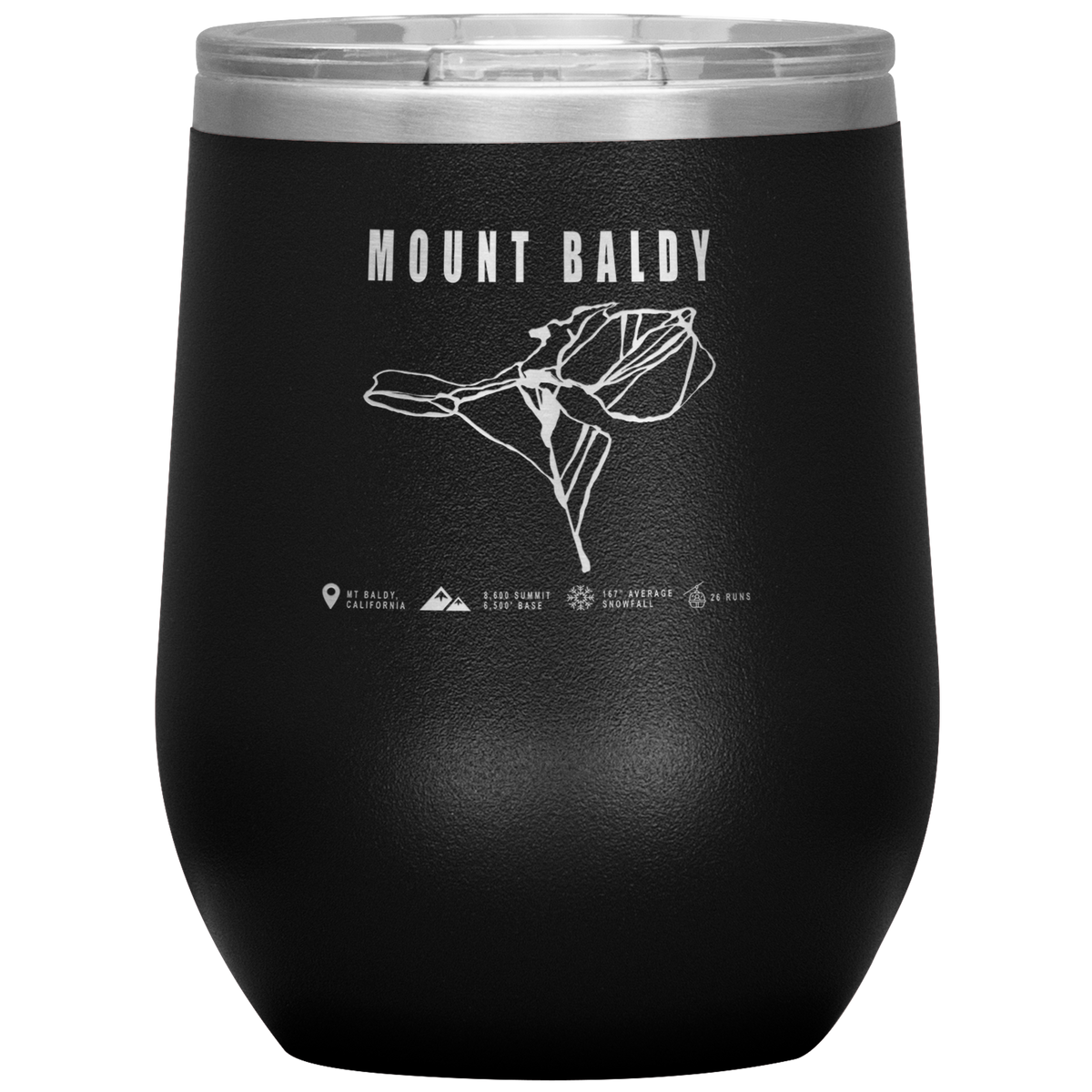 Mount Baldy, California Ski Trail Map Wine 12oz Tumbler