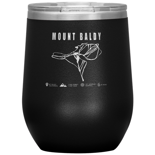 Mount Baldy, California Ski Trail Map Wine 12oz Tumbler - Powderaddicts