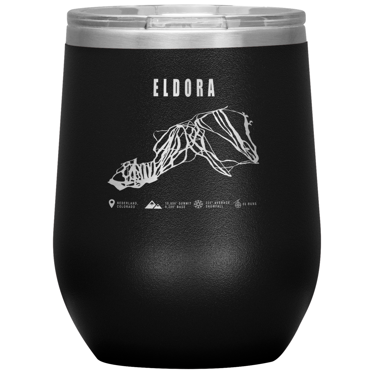 Eldora Colorado Ski Trail Map Wine 12oz Tumbler - Powderaddicts