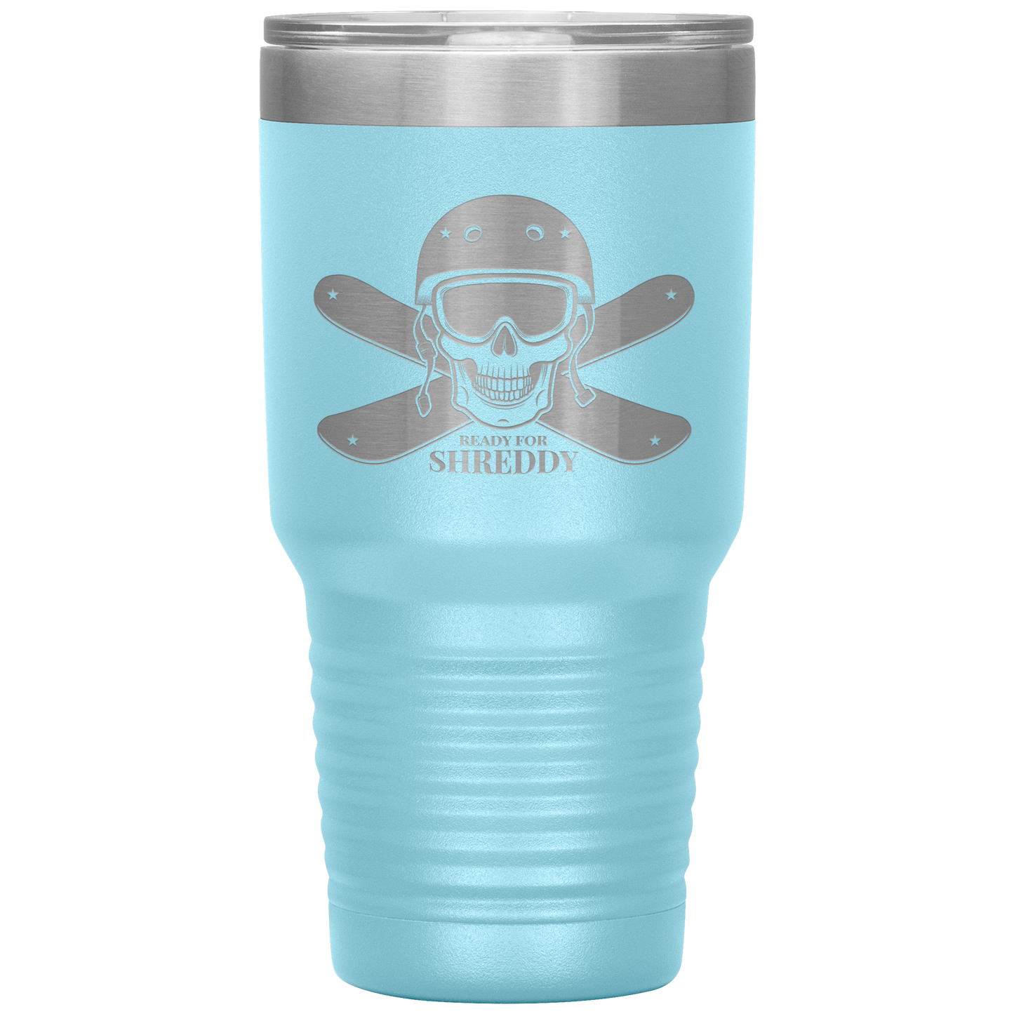 Ready For Shreddy Skeleton Skis 30oz Tumbler - Powderaddicts