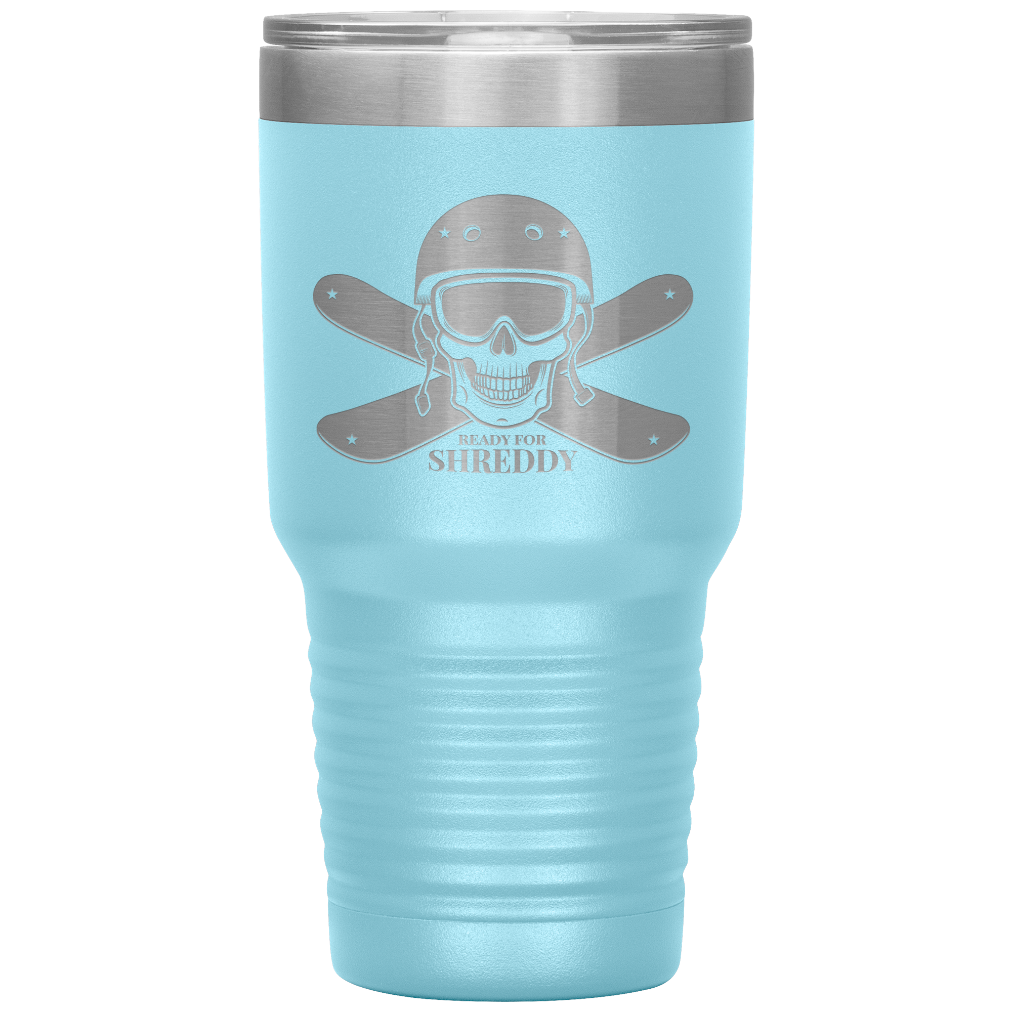 Ready For Shreddy Skeleton Skis 30oz Tumbler - Powderaddicts