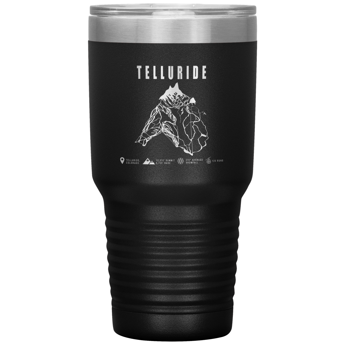Telluride Colorado Ski Trail Map 30oz Tumbler - Powderaddicts