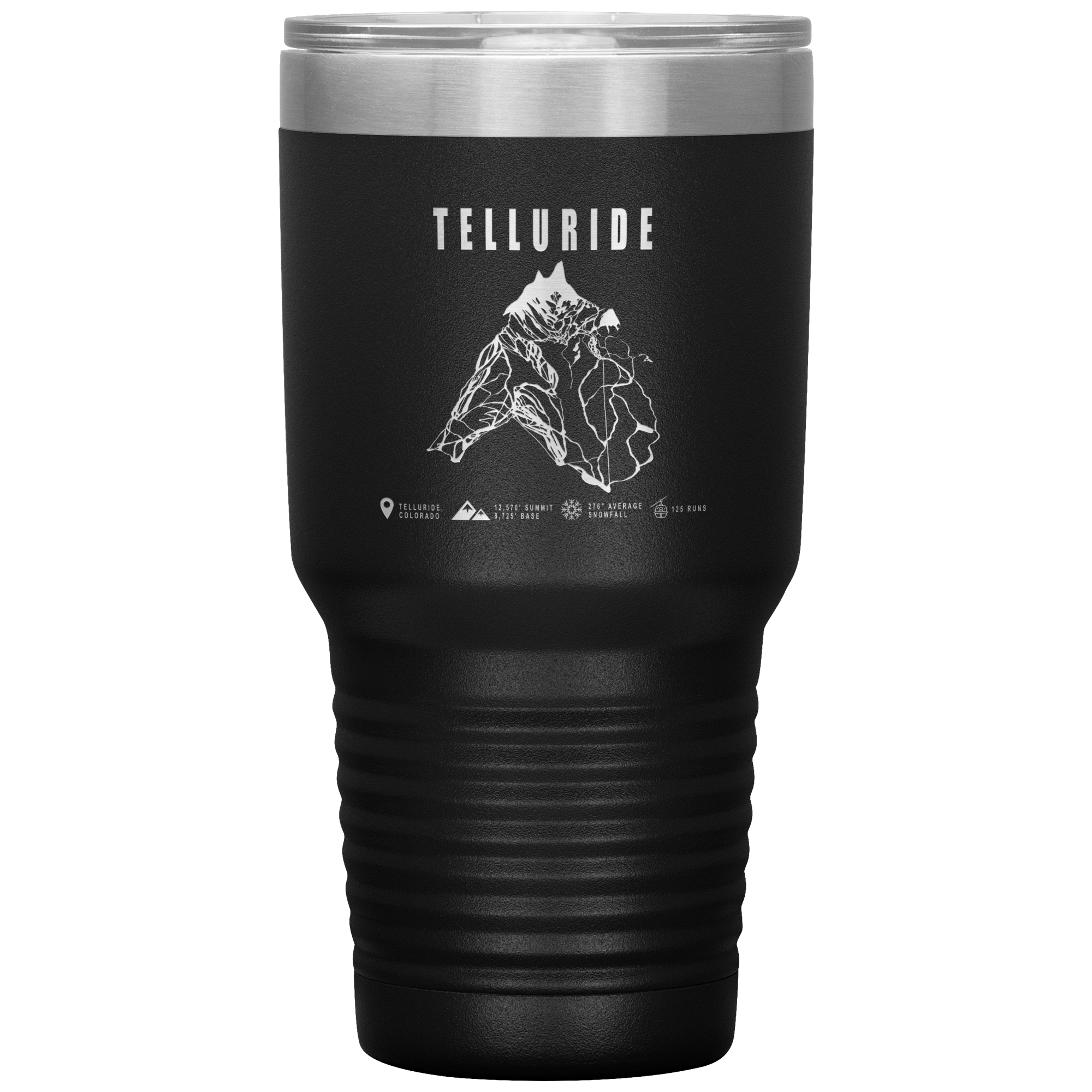 Telluride Colorado Ski Trail Map 30oz Tumbler - Powderaddicts