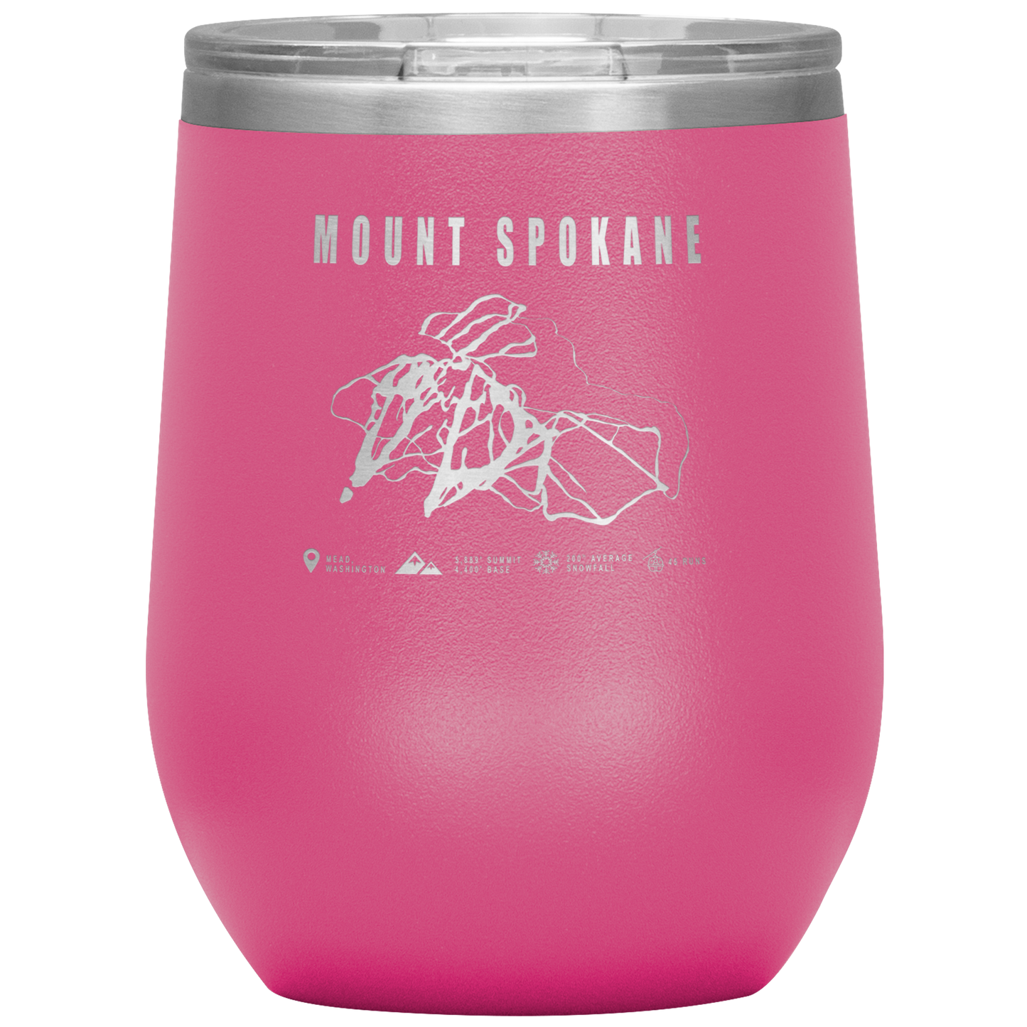 Mount Spokane, Washington Ski Trail Map Wine 12oz Tumbler - Powderaddicts