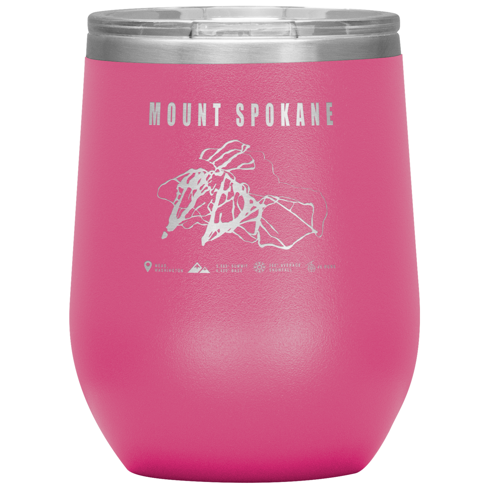 Mount Spokane, Washington Ski Trail Map Wine 12oz Tumbler - Powderaddicts