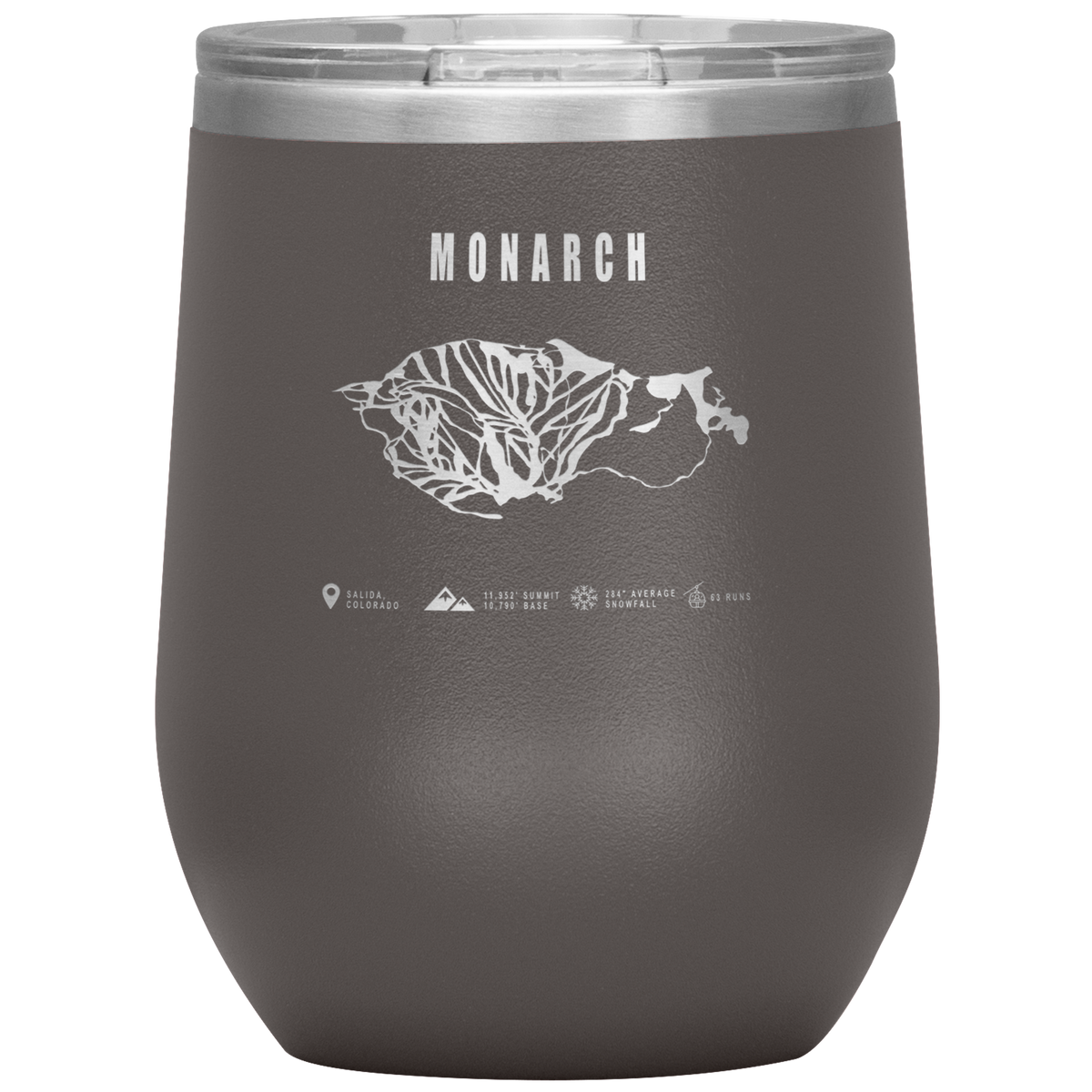 Monarch Colorado Ski Trail Map Wine 12oz Tumbler - Powderaddicts
