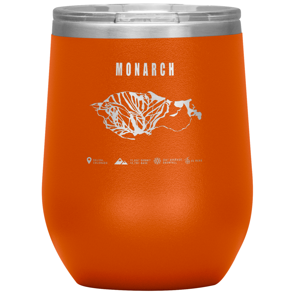 Monarch Colorado Ski Trail Map Wine 12oz Tumbler - Powderaddicts