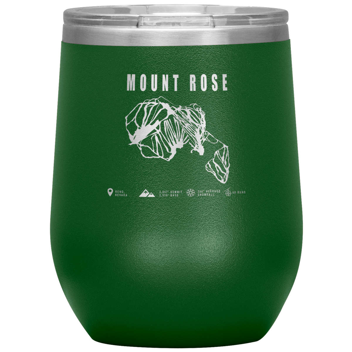 Mount Rose, Nevada Ski Trail Map Wine 12oz Tumbler - Powderaddicts