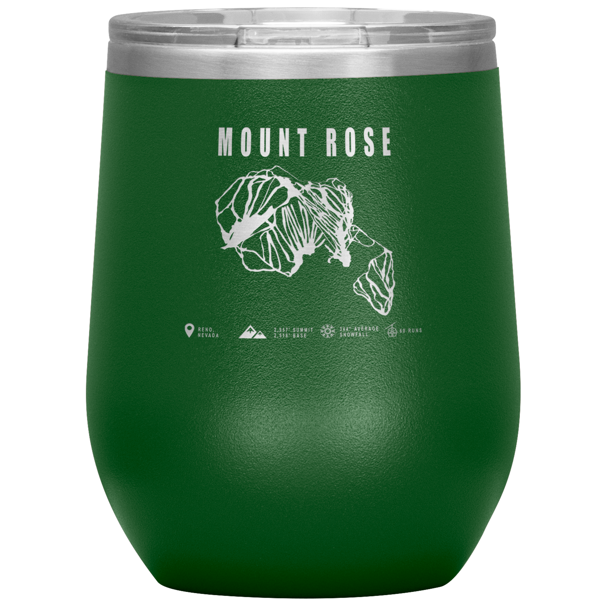 Mount Rose, Nevada Ski Trail Map Wine 12oz Tumbler - Powderaddicts