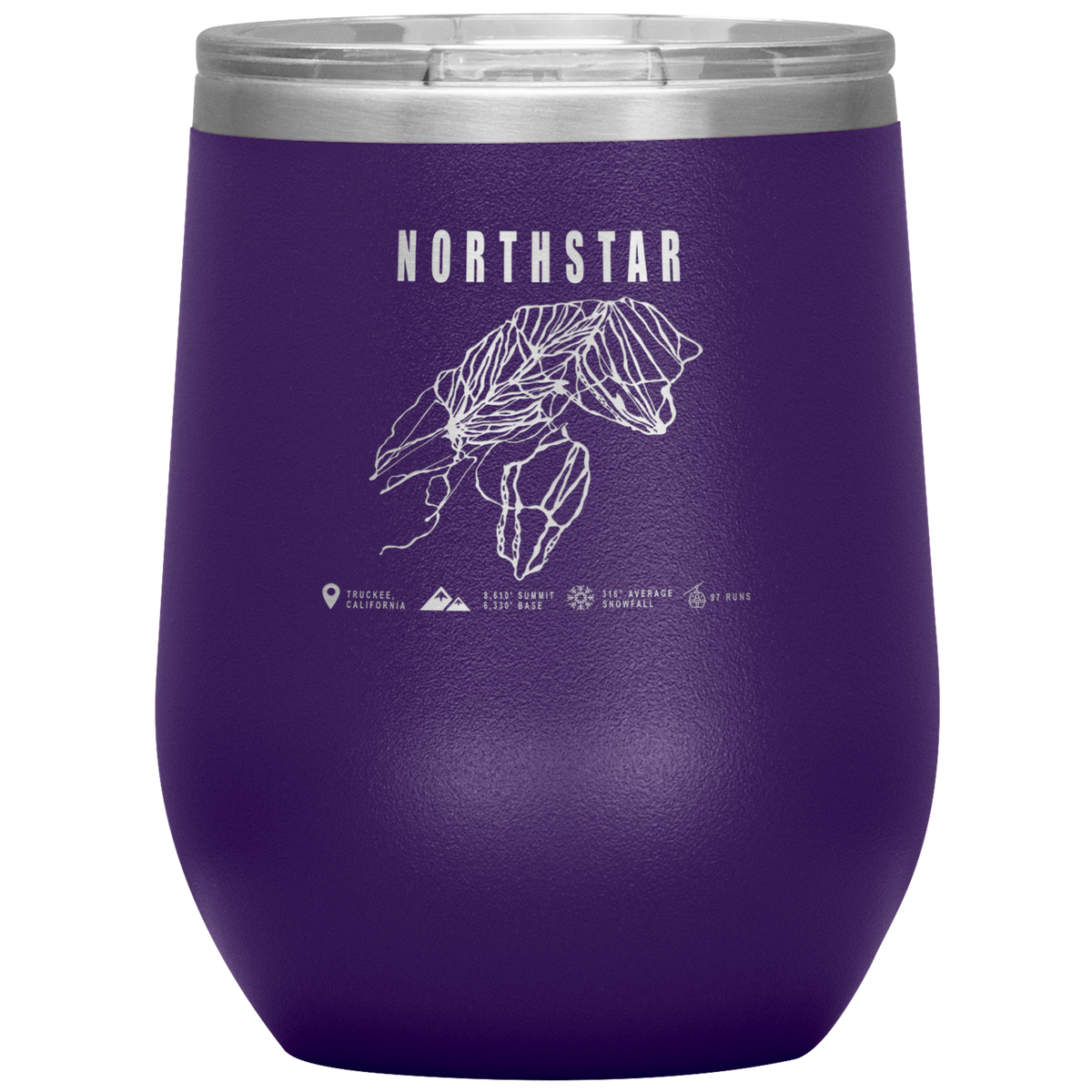 Northstar, California Ski Trail Map Wine 12oz Tumbler - Powderaddicts