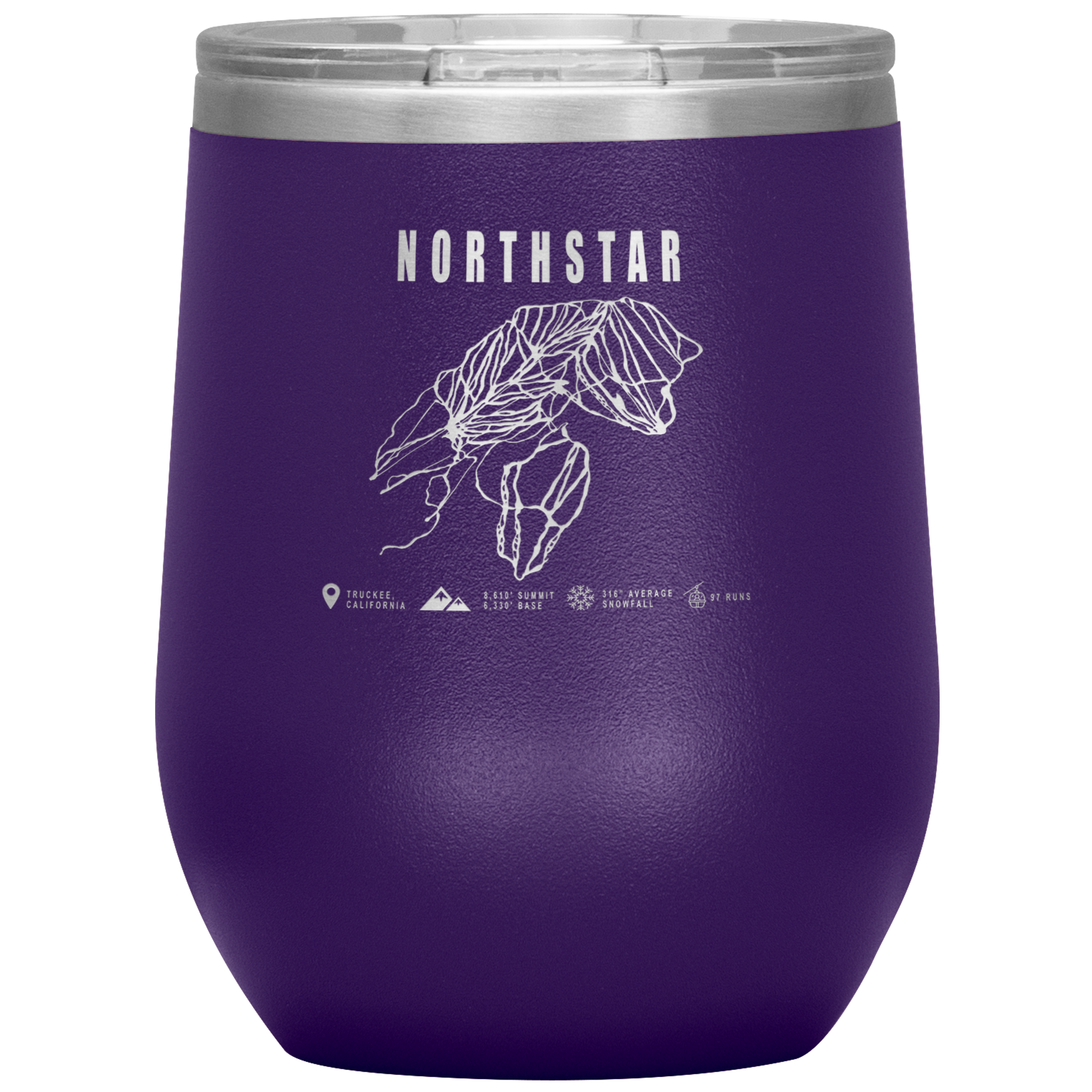 Northstar, California Ski Trail Map Wine 12oz Tumbler - Powderaddicts