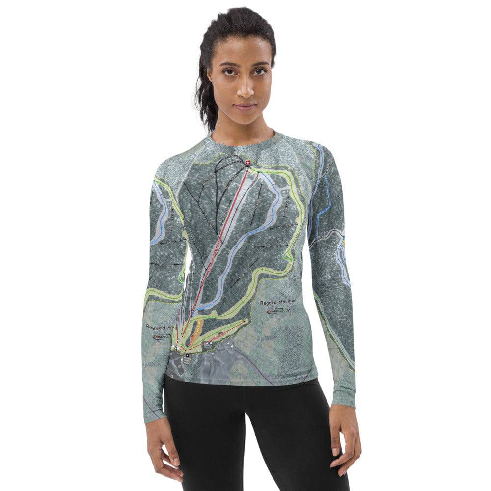 Ragged Mountain, New Hampshire Ski Trail Map Women's Base Layer Top - Powderaddicts