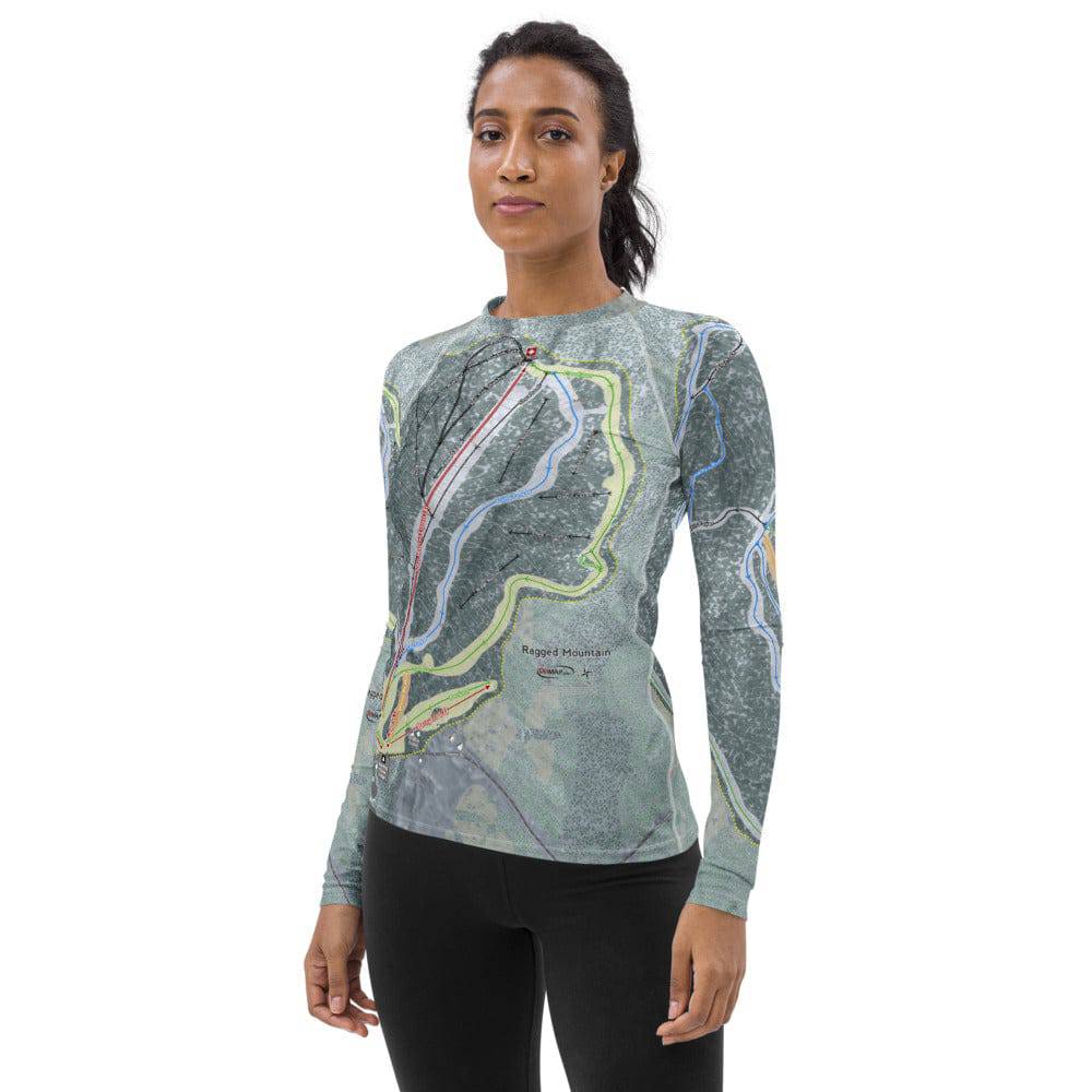 Ragged Mountain, New Hampshire Ski Trail Map Women's Base Layer Top - Powderaddicts