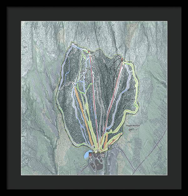 Ragged Mountain Ski Trail Map - Framed Print - Powderaddicts