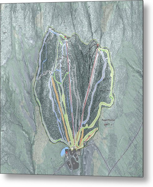 Ragged Mountain Ski Trail Map - Metal Print - Powderaddicts