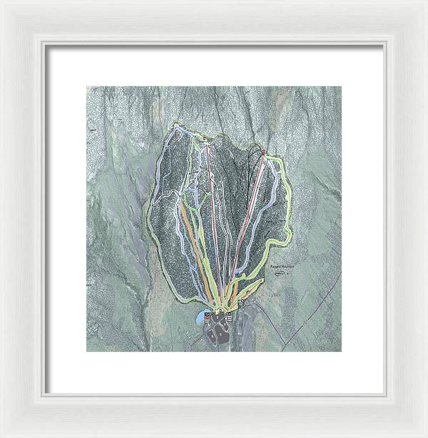 Ragged Mountain Ski Trail Map - Framed Print - Powderaddicts