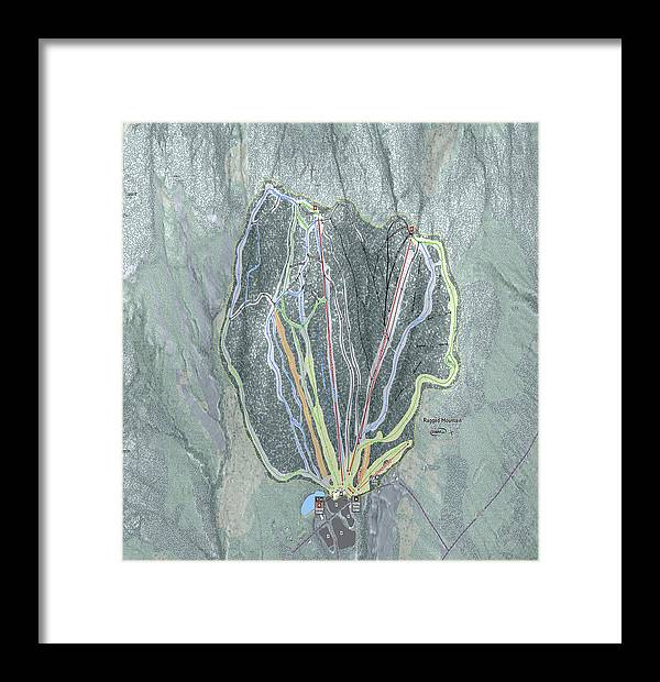 Ragged Mountain Ski Trail Map - Framed Print - Powderaddicts
