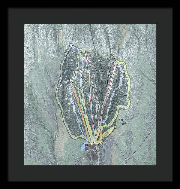 Ragged Mountain Ski Trail Map - Framed Print - Powderaddicts