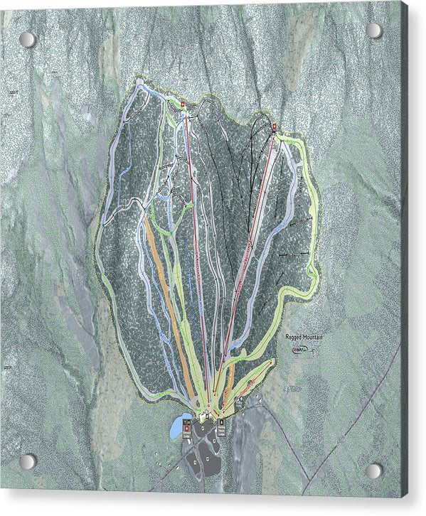 Ragged Mountain Ski Trail Map - Acrylic Print - Powderaddicts