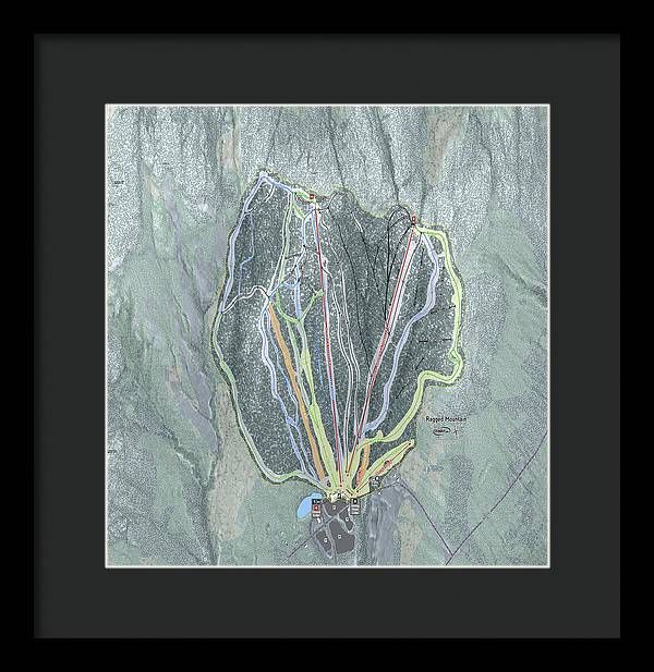 Ragged Mountain Ski Trail Map - Framed Print - Powderaddicts