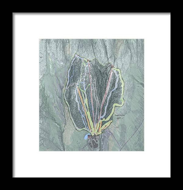 Ragged Mountain Ski Trail Map - Framed Print - Powderaddicts