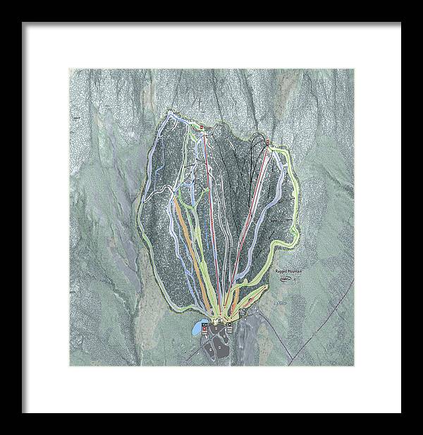 Ragged Mountain Ski Trail Map - Framed Print - Powderaddicts