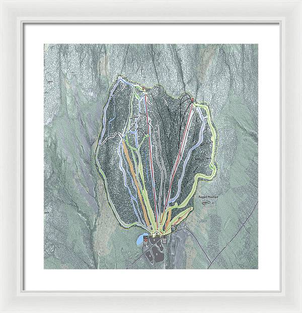 Ragged Mountain Ski Trail Map - Framed Print - Powderaddicts