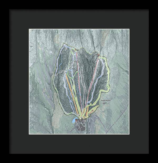 Ragged Mountain Ski Trail Map - Framed Print - Powderaddicts
