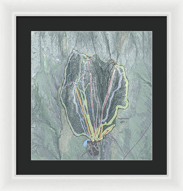 Ragged Mountain Ski Trail Map - Framed Print - Powderaddicts
